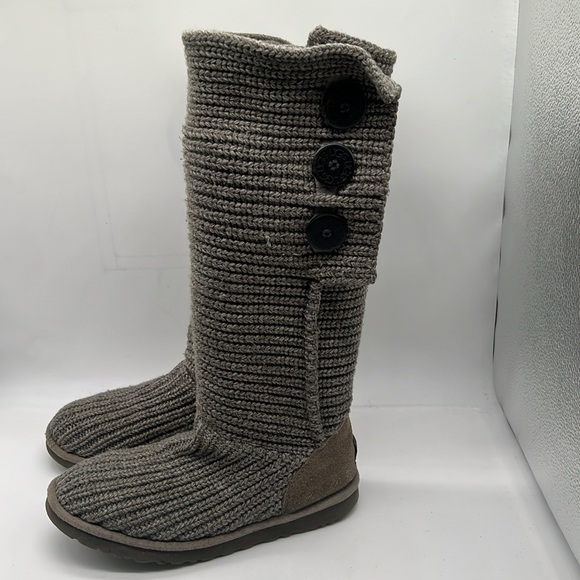 UGG Classic Cardy Knit Boots Womens Size 8 Gray - Picture 4 of 8